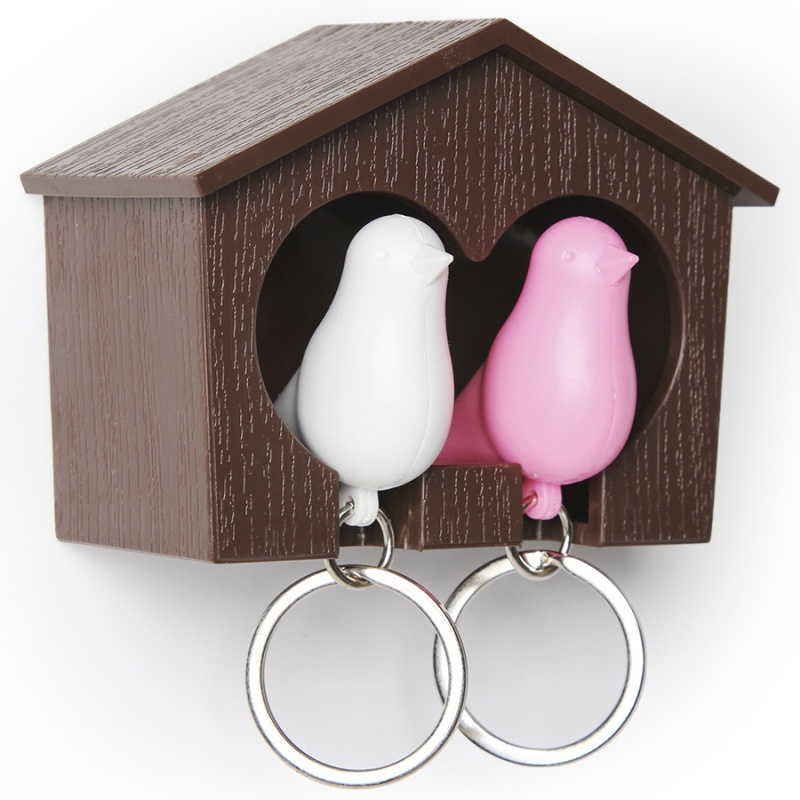 

Держатель для ключей Qualy Duo Sparrow белый-розовый