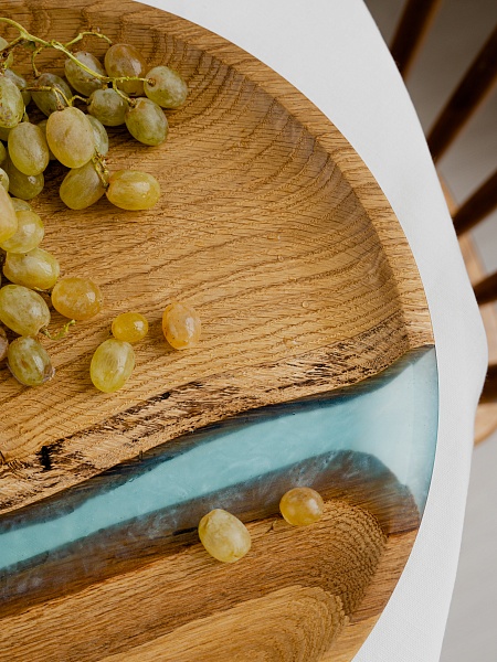 Тарелка "Река" 30 см, бирюза