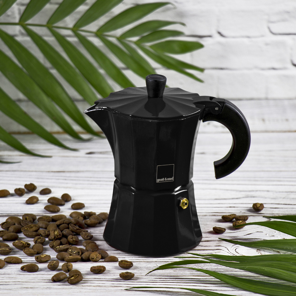 Кофеварка гейзерная на 3 чашки Morosina 150 мл черная Аромат кофе CKH-MOR002-BLACK - фото 2