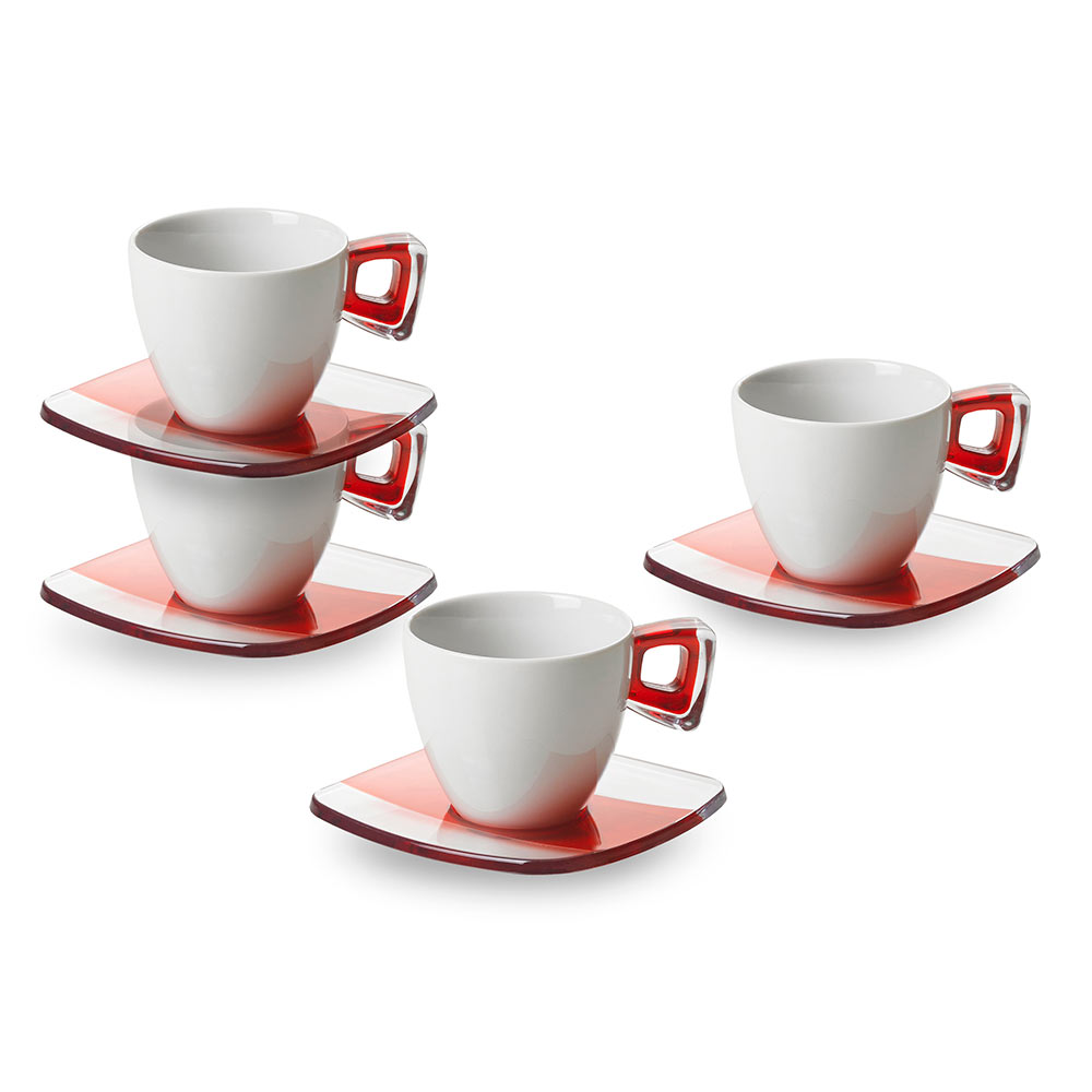 Набор чашек для чая с блюдцами 4 шт 0,2л Omada "Square" Omada CKH-M4214RR - фото 1