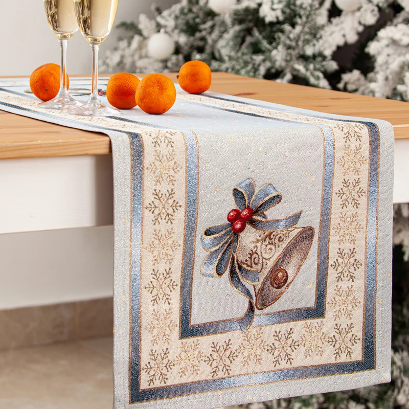 Дорожка 44 х 140 см Le Gobelin Новогодний вечер Колокольчик голубая