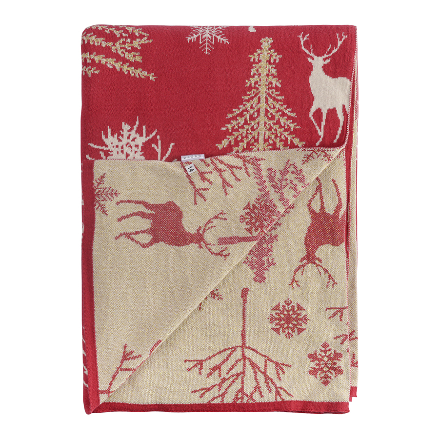 Плед из хлопка с новогодним рисунком winter fairytale из коллекции new year essential, 130х180 см Tkano CKH-TK22-TH0005 - фото 3