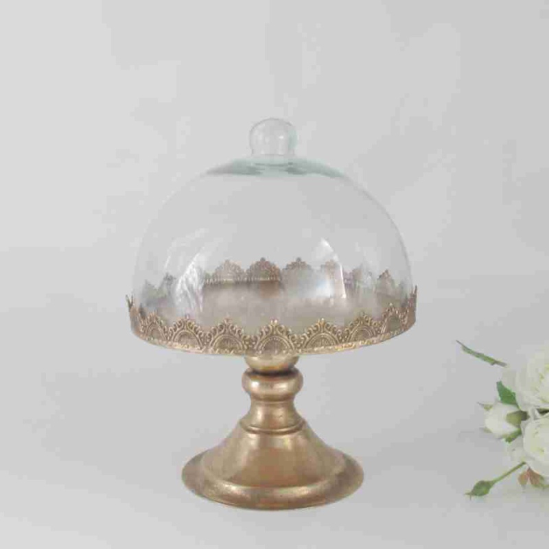 Блюдо на ножке с крышкой 21 x 26 см Азалия золотое