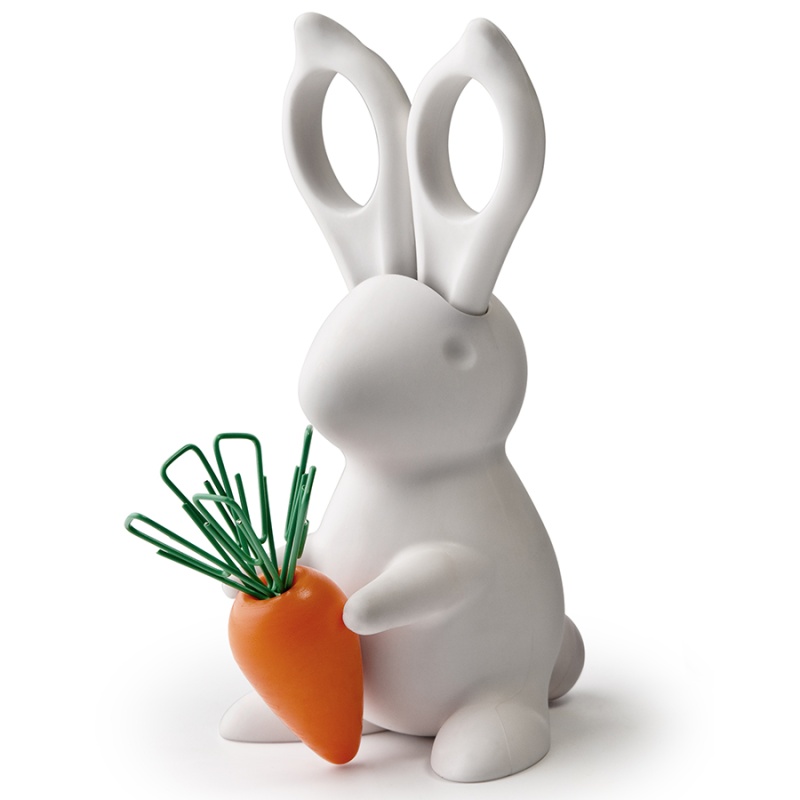 

Набор ножницы и магнит со скрепками Qualy Bunny белый