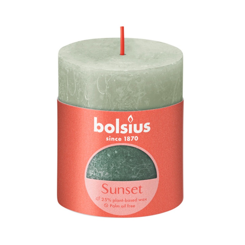 

Свеча 6,8 х 8 см Bolsius Sunset Рустик туманно-зелёный
