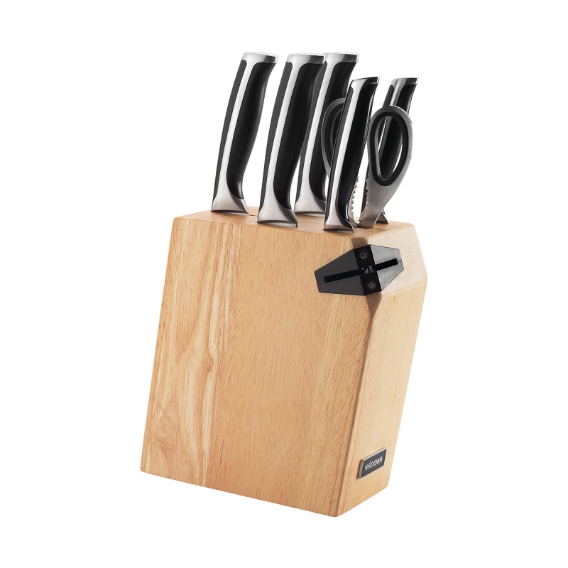 Набор из 5 кухонных ножей, ножниц и блока для ножей с ножеточкой Nadoba Ursa нож поварской 20 см nadoba una