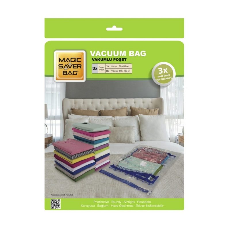 Набор вакуумных пакетов Magic Saver Bag 3 шт набор кофр с вакуумным пакетом magic saver bag хxlarge