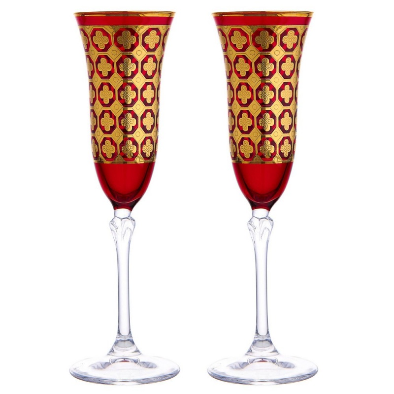 Набор бокалов для шампанского 240 мл Le Stelle Gemma Brandot 2 шт красный Le Stelle CKH-1011 - фото 1