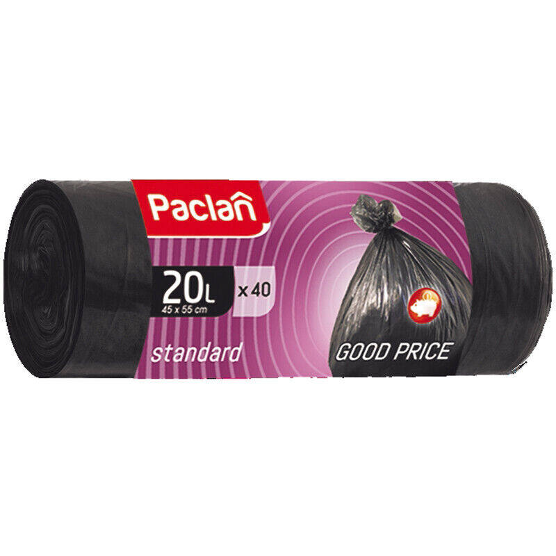 Мешки для мусора 20 л Paclan Standart 40 шт чёрный мешки для мусора 240 л paclan super strong 5 шт чёрный