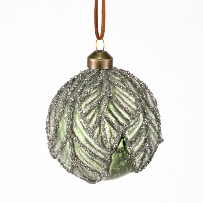 Украшение подвесное шар стеклянный 8 см DecoLine зелёный