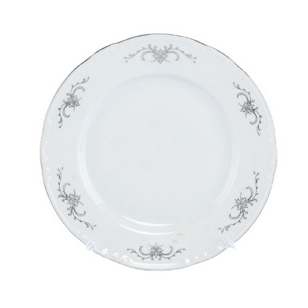 Набор десертных тарелок 17 см Thun Констанция серый орнамент отводка платина 6 шт