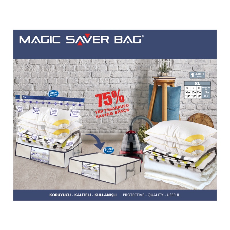 Набор кофр с вакуумным пакетом Magic Saver Bag ХLarge набор вакуумных пакетов 80 x 100 см magic saver bag xxlarge 2 шт