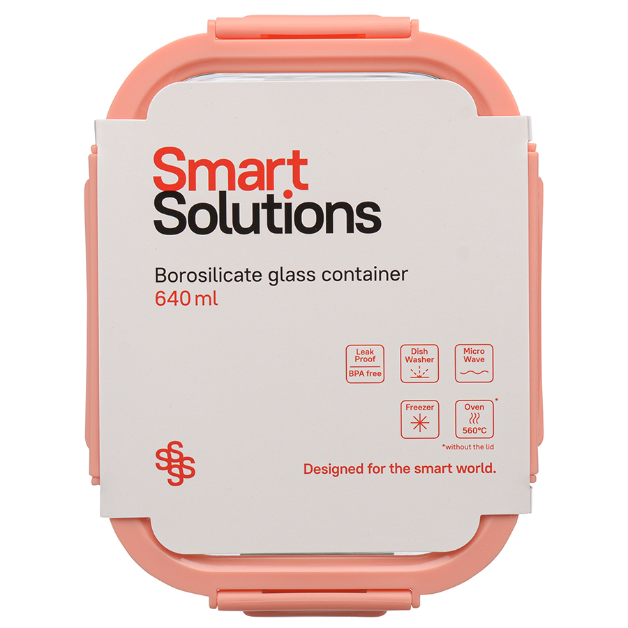 Контейнер стеклянный 640 мл Smart Solutions розовый Smart Solutions CKH-ID640RC_488C - фото 6