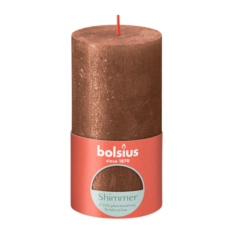 

Свеча 6,8 х 13 см Bolsius Shimmer Рустик медь