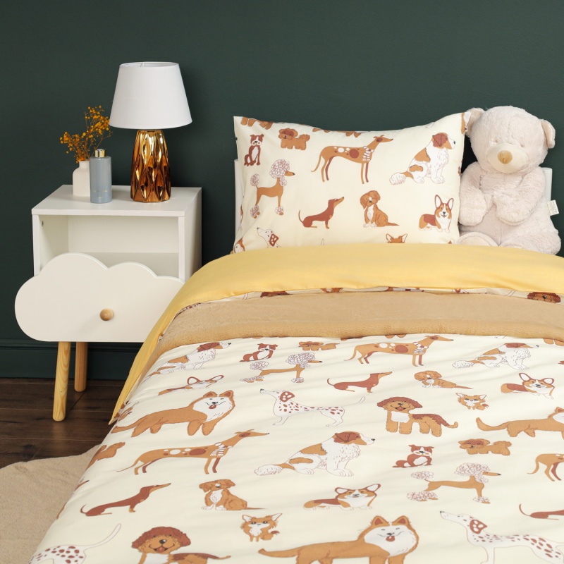 Комплект постельного белья детский Sibaria Home собачки жёлтый