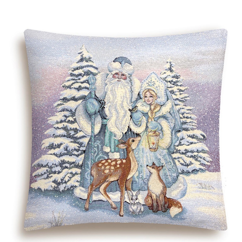 Подушка 45 х 45 см Le Gobelin Снегурочка ДМ и Олень голубаярозовая 1195₽