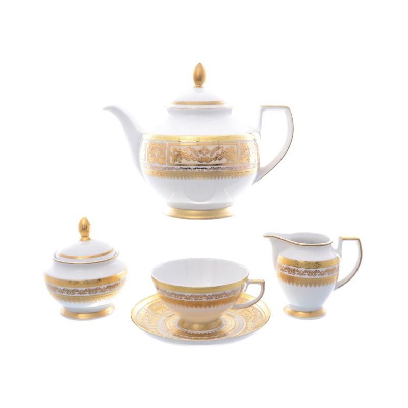 Сервиз чайный на 6 персон Falkenporzellan Diadem White Creme Gold сервиз чайный на 6 персон anna lafarg emily мавритания 21 предмет