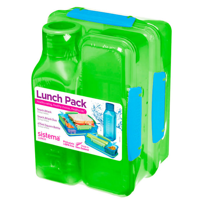 Набор из двух контейнеров с бутылкой Sistema Lunch зелёный Sistema CKH-1590_ЗЕЛЕНЫЙ - фото 1