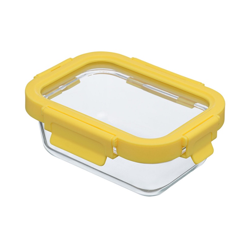 Контейнер стеклянный 370 мл  Smart Solutions жёлтый контейнер стеклянный regent inox linea desco прямоугольный герметичный 1 л