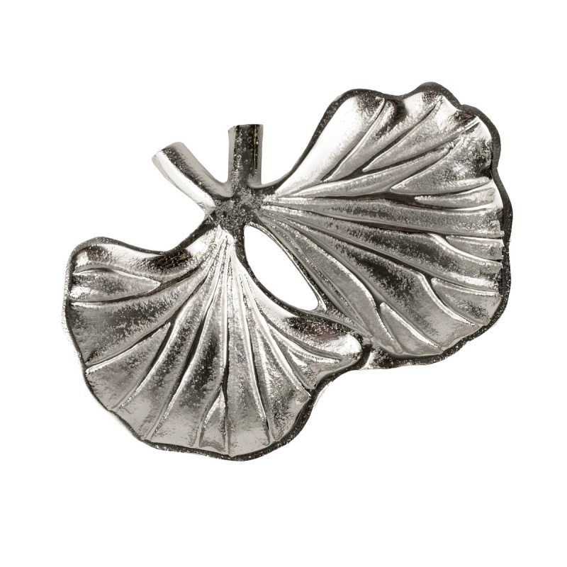 Блюдо Листья Гинкго 21 х 15 х 2 см Азалия серебряное