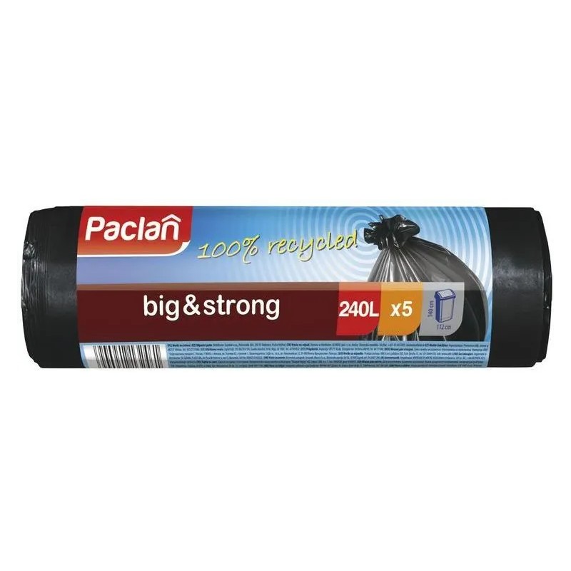 Мешки для мусора 240 л Paclan Super Strong 5 шт чёрный шестигранник super b tb 7634 с ручкой 4 00 мм 881973