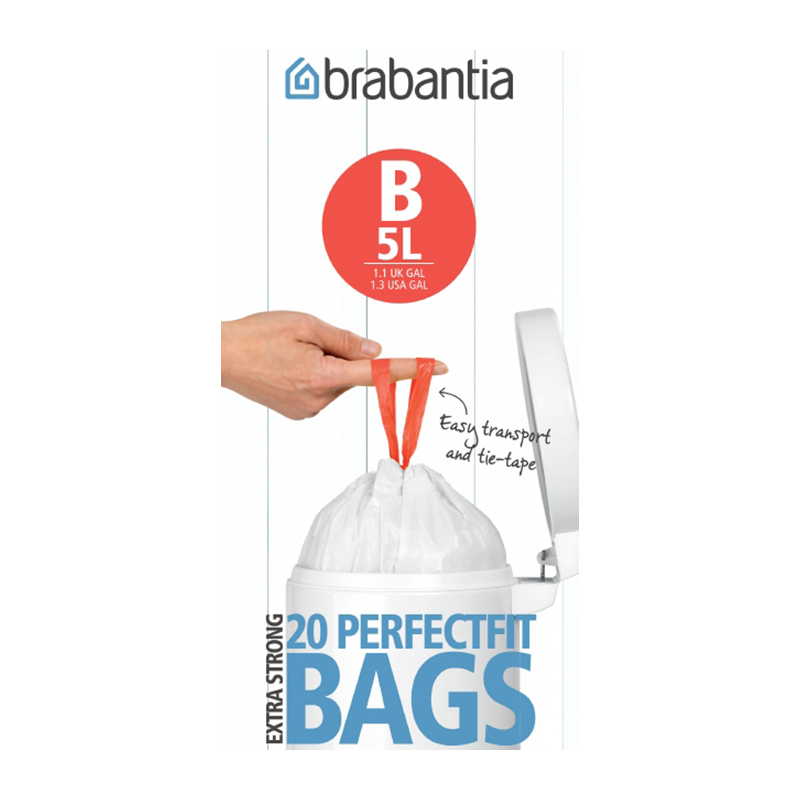 Пакеты для мусора 5 л Brabantia PerfectFit B 5 л 20 шт мешки для мусора 10 шт brabantia perfectfit биоразлагаемые c 10 12л