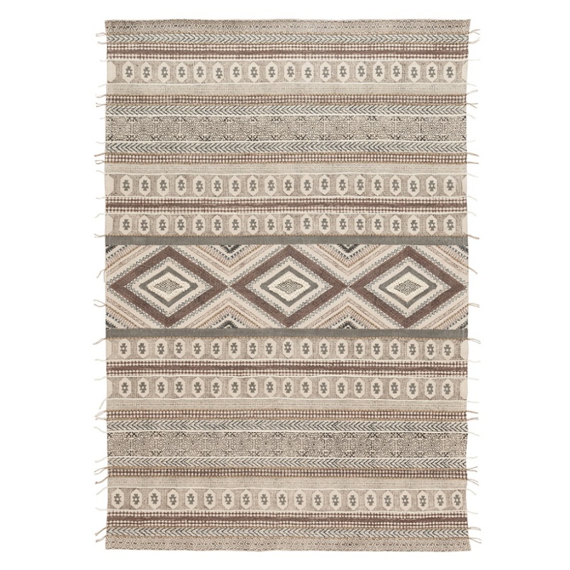 

Ковер из хлопка, шерсти и джута с геометрическим орнаментом из коллекции ethnic, 120х180 см