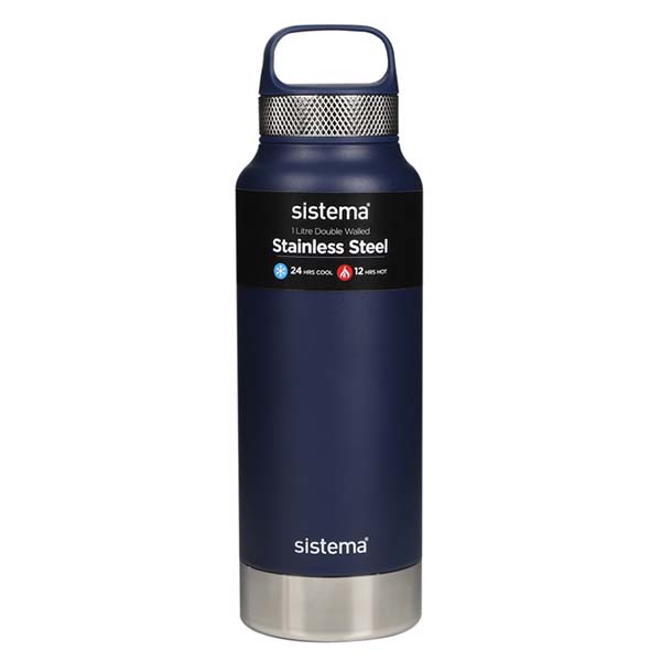 Бутылка стальная 1 л Sistema Hydrate синий бутылка для воды 620 мл sistema hydrate розовый
