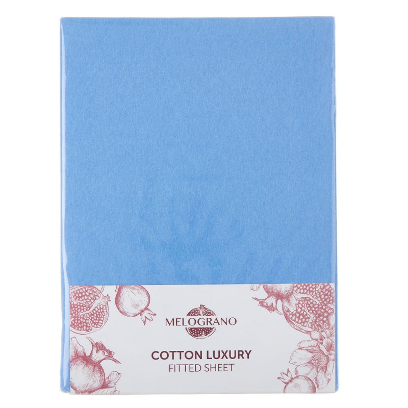 Простыня натяжная трикотажная 160 х 200 х 25 см Melograno светло-голубой 329₽