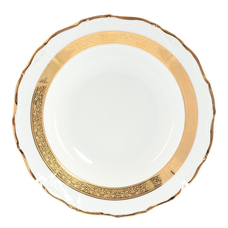 Набор глубоких тарелок 23 см Thun Мария Луиза золотая лента 6 шт Thun CKH-19683 - фото 1