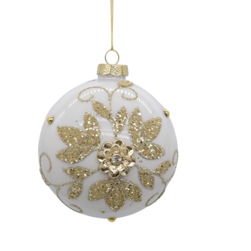 Украшение подвесное шар стеклянный 10 см DecoLine белый