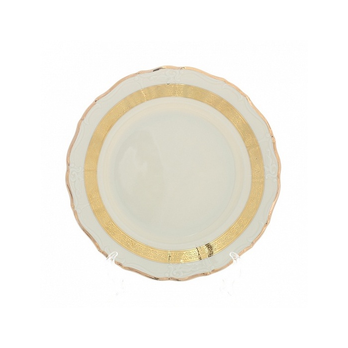 Набор тарелок 19 см Thun Мария Луиза золотая лента ivory 6 шт Thun CKH-25914 - фото 1