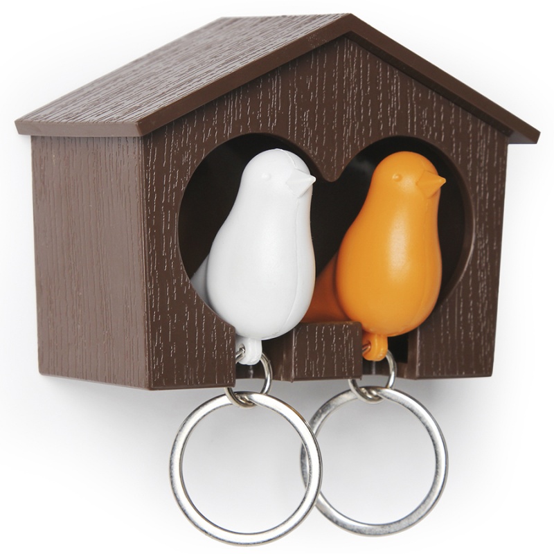 Держатель для ключей duo sparrow, коричневый/белый/оранжевый Qualy DMH-QL10124-BN-WH-OR