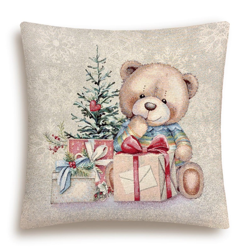Подушка 45 х 45 см Le Gobelin мишка у елки с подарками бежеваясерая 1195₽