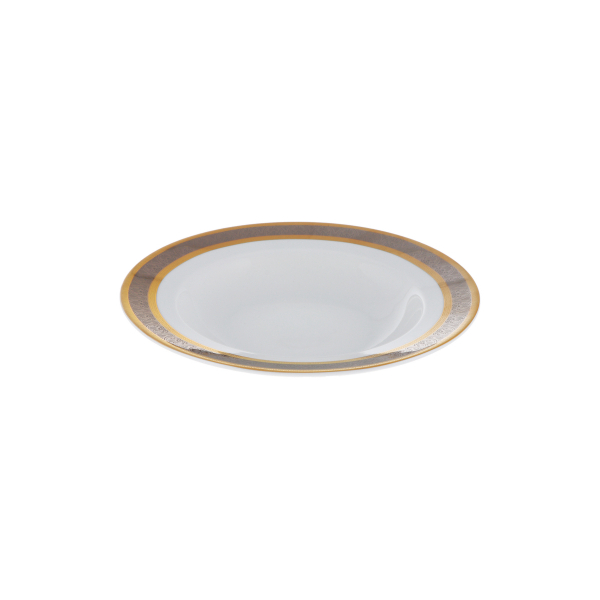 Набор тарелок глубоких 22 см Thun Опал широкий кант платина золото 6 шт