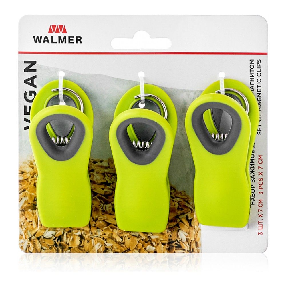 Набор зажимов для пакета с магнитом 7 см Walmer Vegan 3 шт Walmer CKH-W30027075 - фото 4