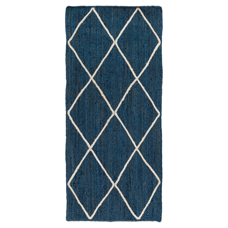 Ковер из джута темно-синего цвета с геометрическим рисунком из коллекции ethnic, 70х160 см Tkano DMH-TK21-DR0011
