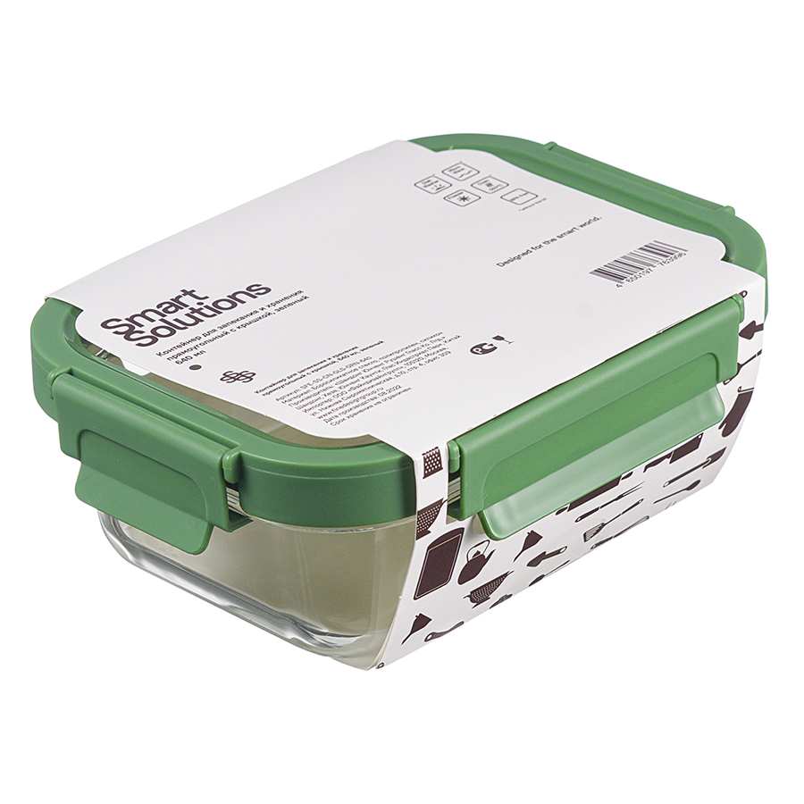 Контейнер для запекания и хранения прямоугольный с крышкой, 640 мл, зеленый Smart Solutions DMH-SFE-SS-CN-GLS-GRN-640 - фото 2