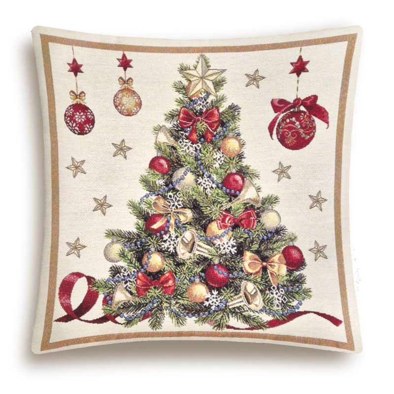Подушка 45 х 45 см Le Gobelin Новогодний пир бежеваязеленая 1195₽