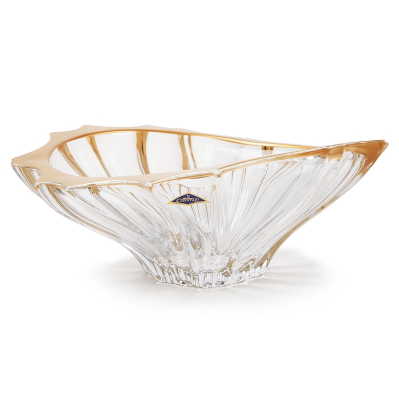 Ваза для фруктов 33 см Aurum Crystal Plantica Gold Rim