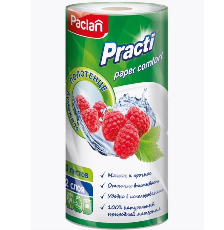 Полотенце бумажное 22 х 23 см в рулоне Paclan Comfort 60 шт.