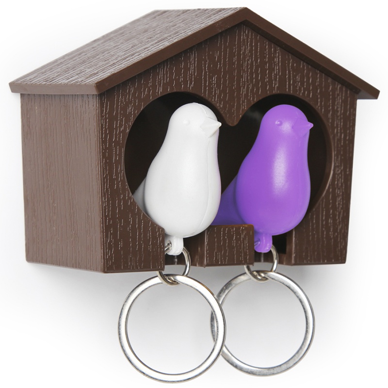Держатель для ключей duo sparrow, коричневый/белый/фиолетовый Qualy DMH-QL10124-BN-WH-PU