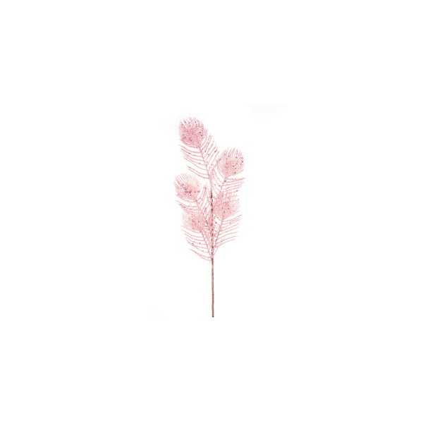 Ветка декоративная с глиттером 70 см Азалия розовый
