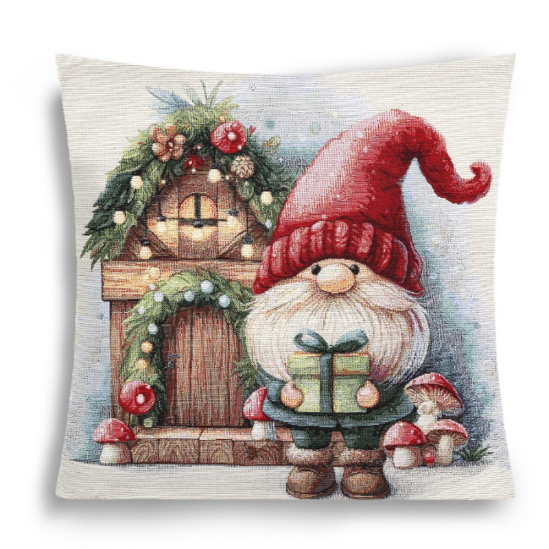 Подушка 44 х 44 см Le Gobelin Гномы Домик дерево голубаякрасная 1195₽