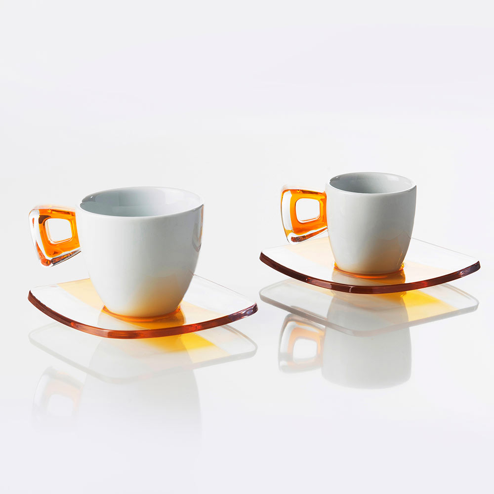 Набор чашек для чая с блюдцами 4 шт 0,2 л Omada "Square" Omada CKH-M4214VP - фото 3