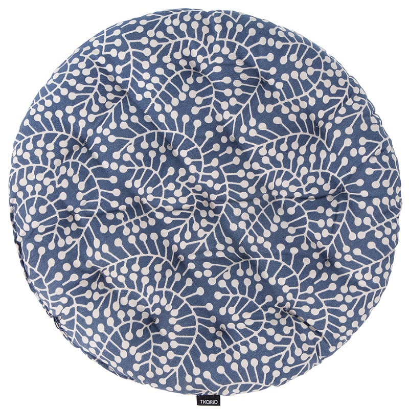Подушка на стул круглая темно-синего цвета с принтом Спелая Смородина из коллекции scandinavian touc Tkano CKH-TK22-CP0017