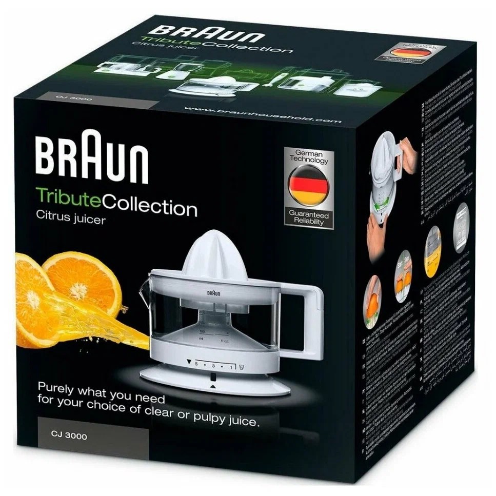 Соковыжималка для цитрусовых Braun Tribute CJ3000WH белая Braun DMH-0X22611001 - фото 6