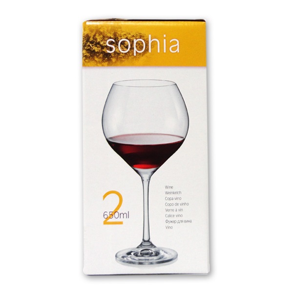 Набор бокалов для вина 2 шт 650 мл Bohemia Crystal Sophia