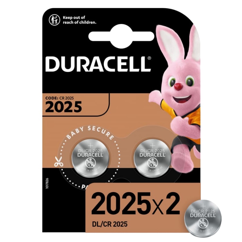 Комплект батареек Duracell CR2025 BL2 Lithium 3V 2 шт