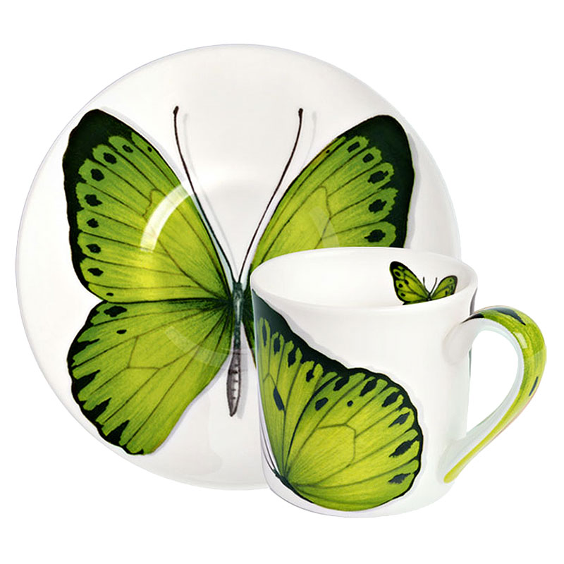 Пара кофейная 100 мл Taitu Butterfly зелёный подсвечник 17 см maisinger butterfly